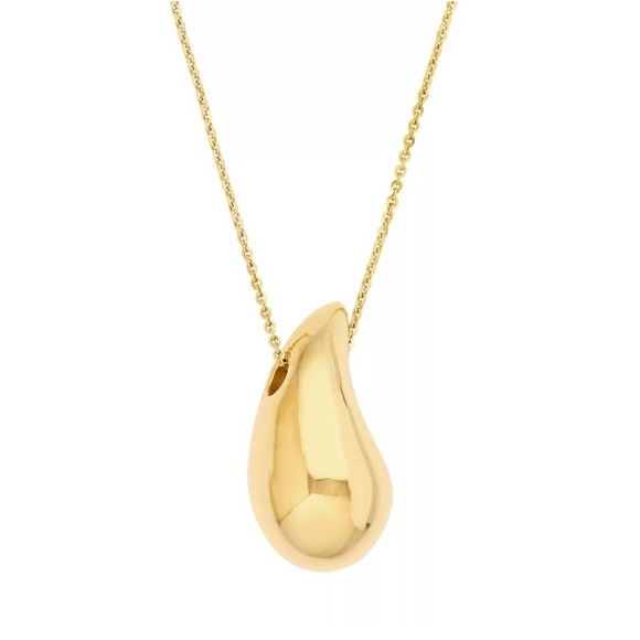 Teardrop Pendant NecklaceYellow Gold Plated Sterling Silver‎